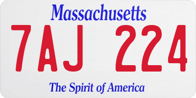 MA license plate 7AJ224