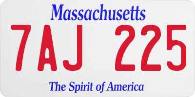 MA license plate 7AJ225