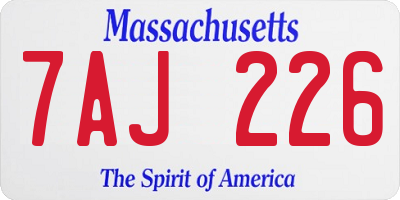 MA license plate 7AJ226