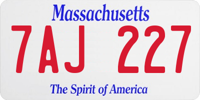 MA license plate 7AJ227