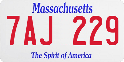 MA license plate 7AJ229