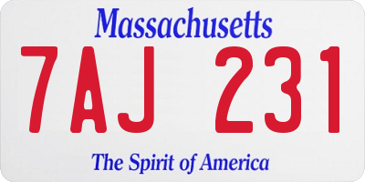 MA license plate 7AJ231