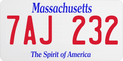 MA license plate 7AJ232