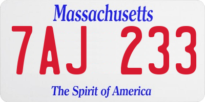 MA license plate 7AJ233