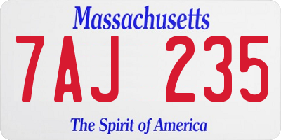 MA license plate 7AJ235