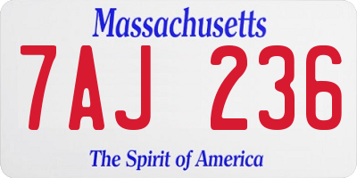MA license plate 7AJ236