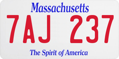 MA license plate 7AJ237