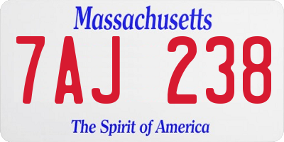 MA license plate 7AJ238