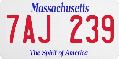 MA license plate 7AJ239
