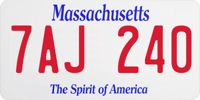 MA license plate 7AJ240