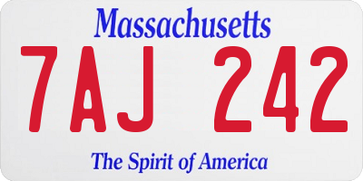 MA license plate 7AJ242