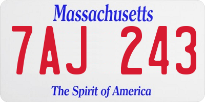 MA license plate 7AJ243