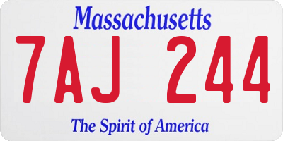MA license plate 7AJ244