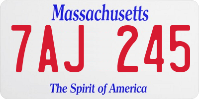 MA license plate 7AJ245
