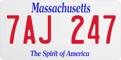 MA license plate 7AJ247