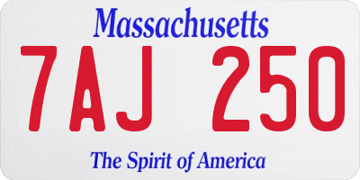 MA license plate 7AJ250