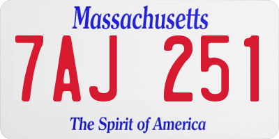 MA license plate 7AJ251