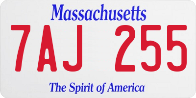 MA license plate 7AJ255