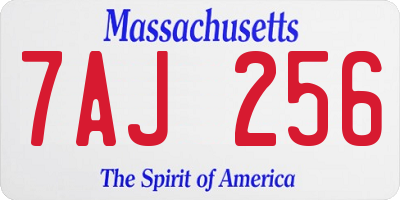 MA license plate 7AJ256