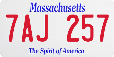 MA license plate 7AJ257