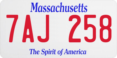 MA license plate 7AJ258