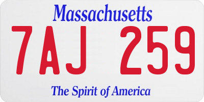 MA license plate 7AJ259