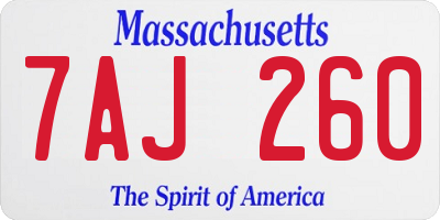 MA license plate 7AJ260