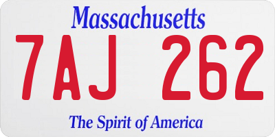 MA license plate 7AJ262