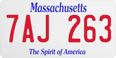 MA license plate 7AJ263