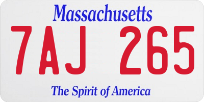 MA license plate 7AJ265