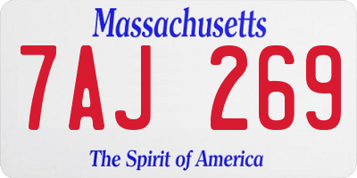MA license plate 7AJ269