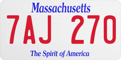 MA license plate 7AJ270