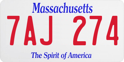 MA license plate 7AJ274