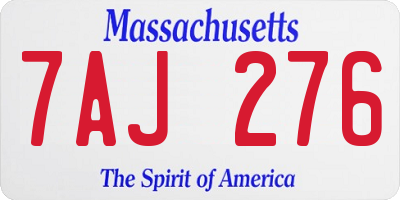 MA license plate 7AJ276