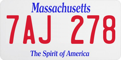 MA license plate 7AJ278