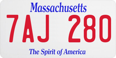 MA license plate 7AJ280