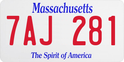 MA license plate 7AJ281