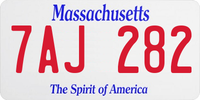 MA license plate 7AJ282