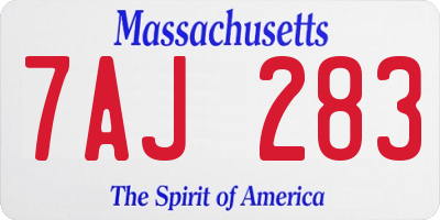 MA license plate 7AJ283