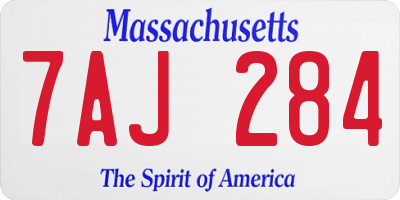 MA license plate 7AJ284