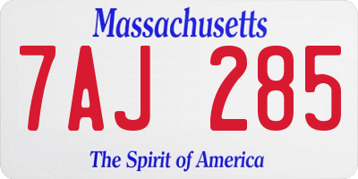 MA license plate 7AJ285