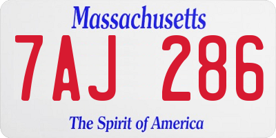 MA license plate 7AJ286
