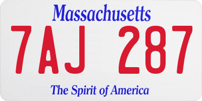 MA license plate 7AJ287