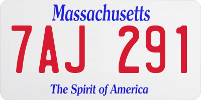 MA license plate 7AJ291