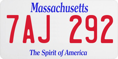 MA license plate 7AJ292