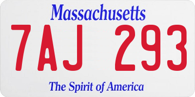 MA license plate 7AJ293