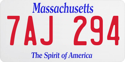 MA license plate 7AJ294