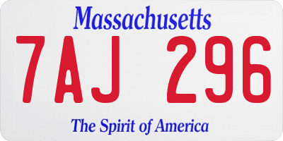 MA license plate 7AJ296