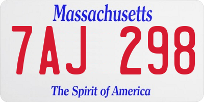 MA license plate 7AJ298