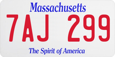 MA license plate 7AJ299
